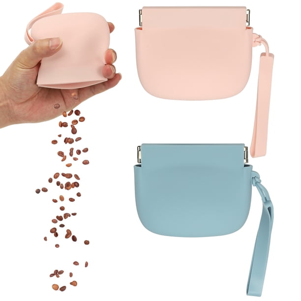 Uxcell Bolsa de Silicona para Golosinas de Perro, Cierre Automático, Tamaño de Bolsillo, Bolsa Portátil para Caminar para Perro y Gato 4x3 Pulgadas (Azul Pizarra/Rosa Claro, 2 Piezas)