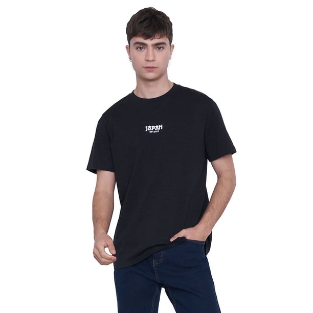 Polera Hombre Print Textura Negro Corona