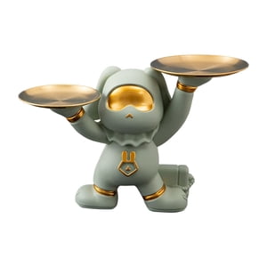 Bothyi - Bandeja De Almacenamiento De Conejo, Escultura De Plato De Dulces Para Decoración De Entrada Del Hogar, Bandeja Doble Verde