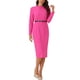 thumbnail image 2 of Vestido tubo de trabajo INSPIRE CHIC para mujer con cuello alto y vestido ajustado para carrera L Rosa Fucsia, 2 of 6