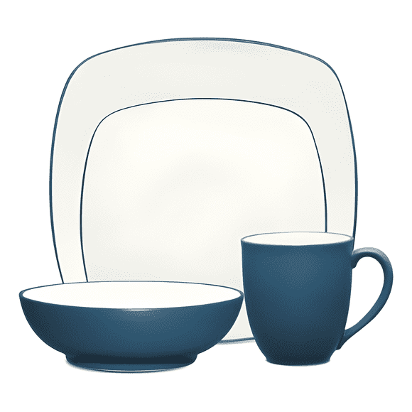 Juego de vajilla cuadrada 4 piezas noritake se... Azul