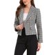 thumbnail image 4 of INSPIRE CHIC Traje de pata de gallo para mujer con solapa de muesca, botones, mangas largas, blazer casual M negro, 4 of 6