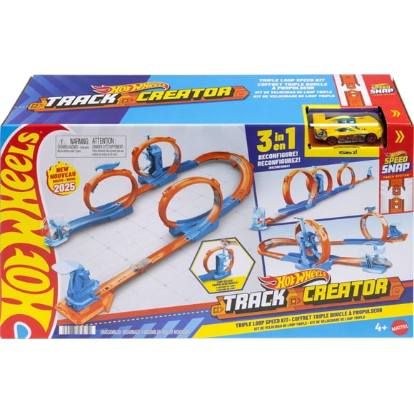 Set de atletismo para coches de juguete Hot Wheels Triple Loop con vehículo 1:64.