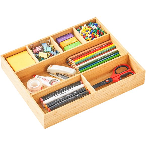 CADDY Umilife Organizador de Escritorio de Bambú 38 cm x 30 cm