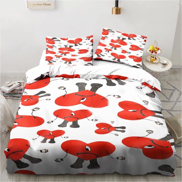 v372 Bed Sheets Funny Bad Bunny Un Verano Sin Ti Bedding Set,Duvet Cover Bed Set Quilt Cover Pillowcase,King Queen Twin Size Boys Girls Adults 3-Piece Bedding Set (1 Duvet Cover + 2 Pillow Shams) Bed