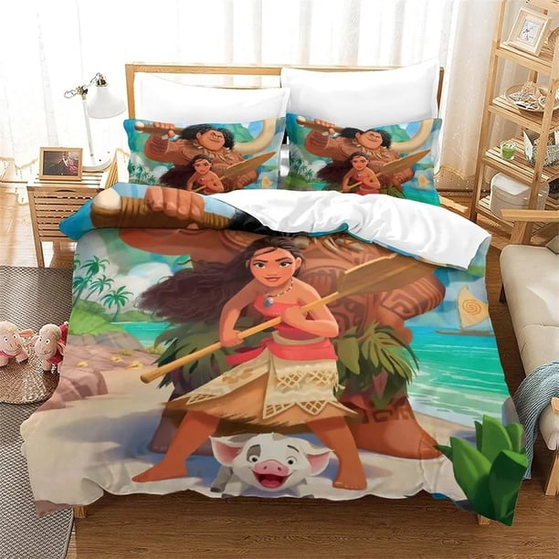 Moana Maui Ocean Bed Cover Set,Cartoon Duvet Bed Linen,3d Children Bedding Set, 3-Piece1 Bed Cover,King Size Bed Sheets