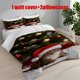 thumbnail image 1 of 3pcs Christmas Cat Poster Themed Printed Bedding Set Duvet Cover and Pillowcases, 1 of 5