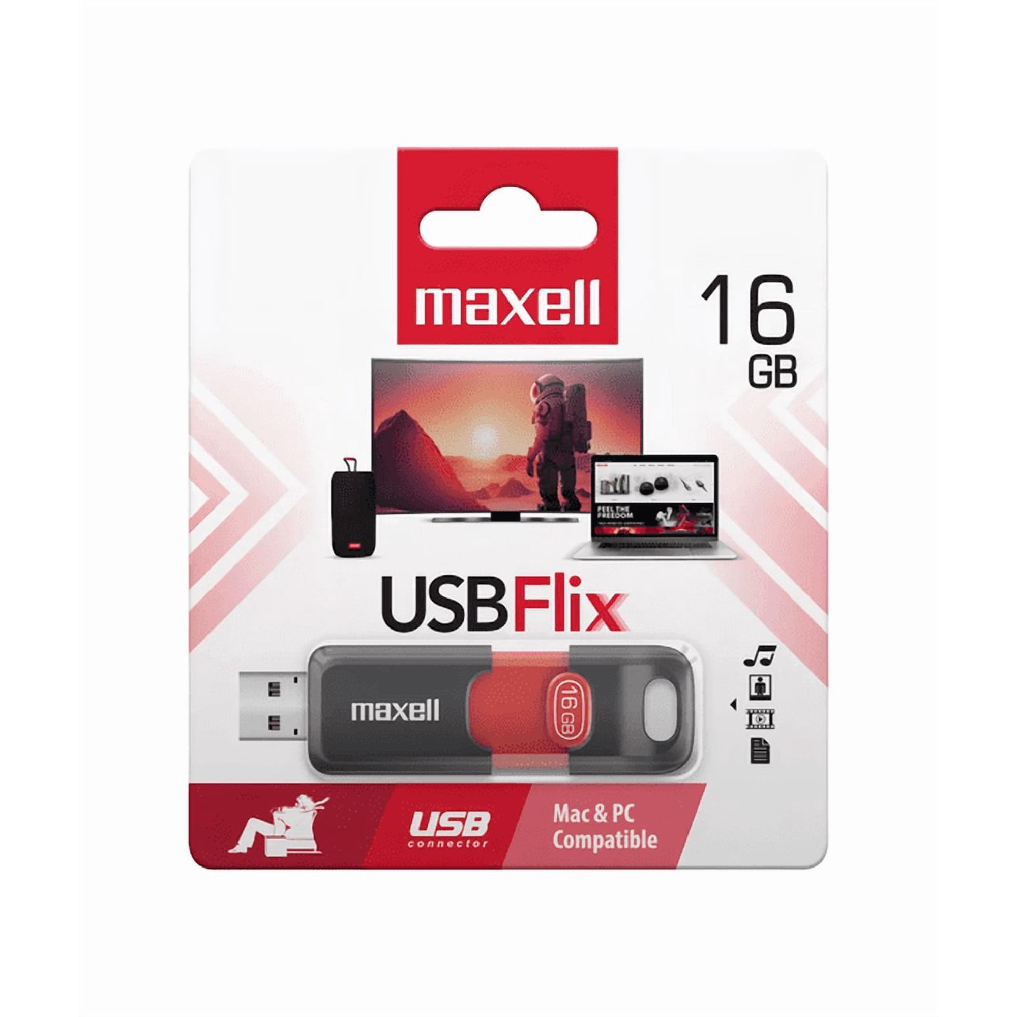 Genérico - Pack De 3 Pendrives Maxell Flix 16gb 2.0, Rojo