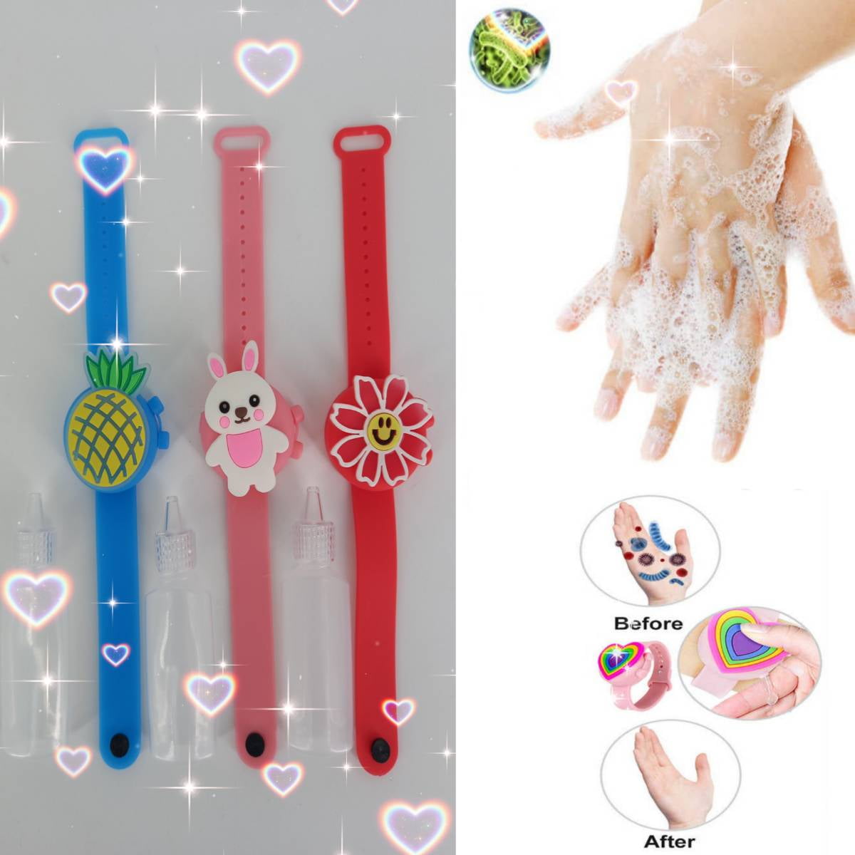 Mundo Eve - Pulsera Con Dispensador Alcohol Gel Animado