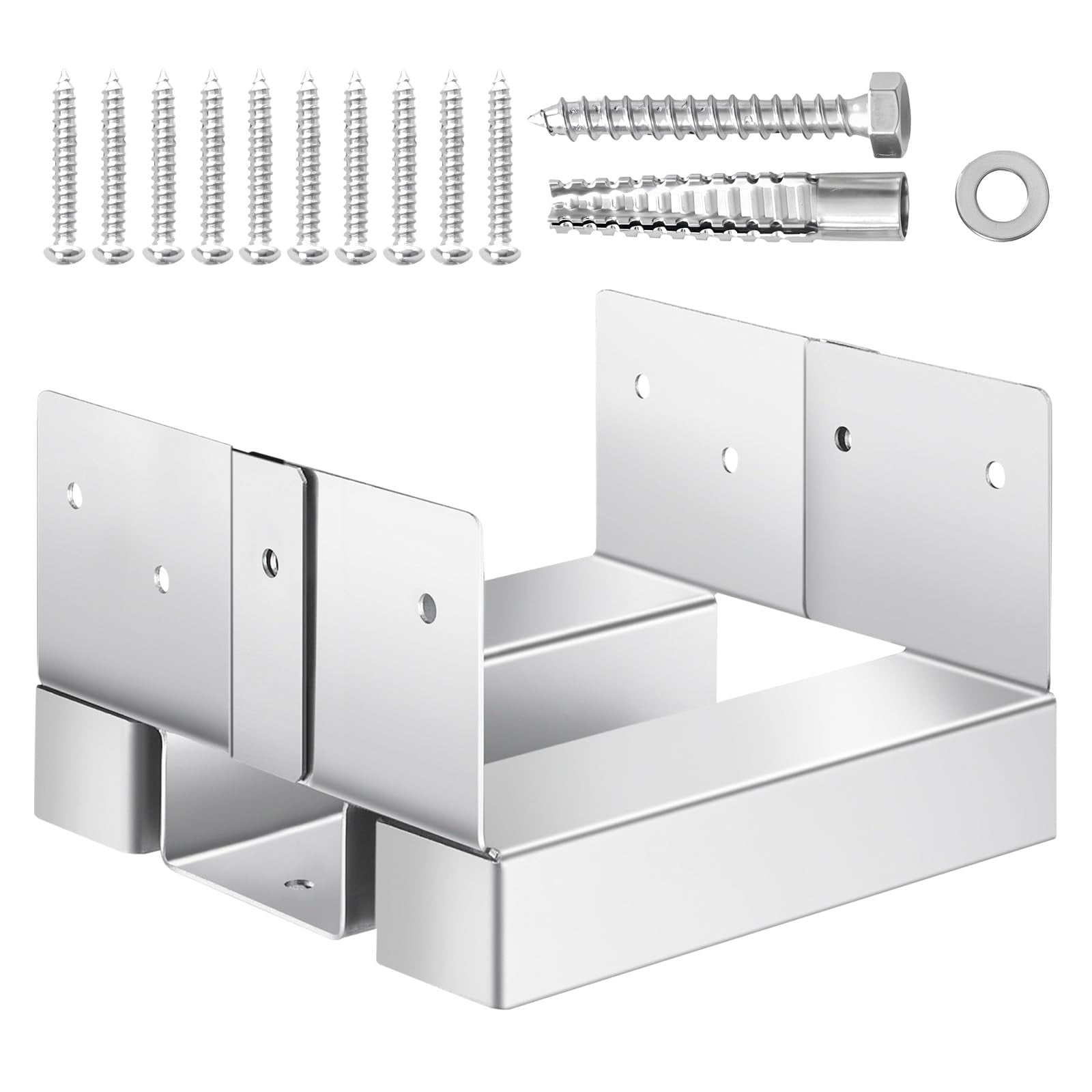 Base Para Postes Vevor, 6 X 6, 10 Unidades, Interior, 139,5 X 141,5 Mm, Acero Al Carbono