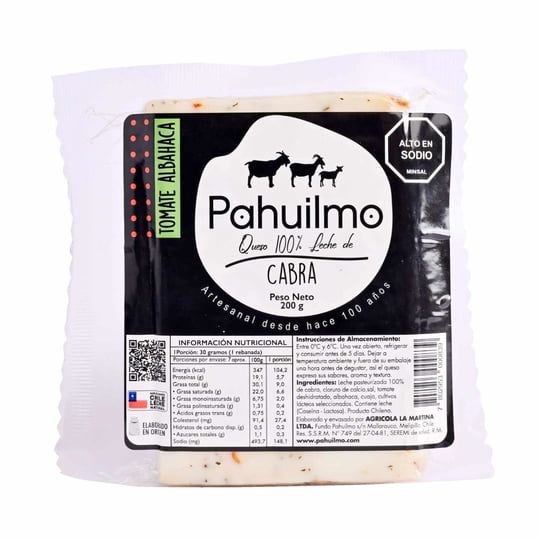 Queso Cabra Tomate Albahaca Bolsa 200 g Pahuilmo