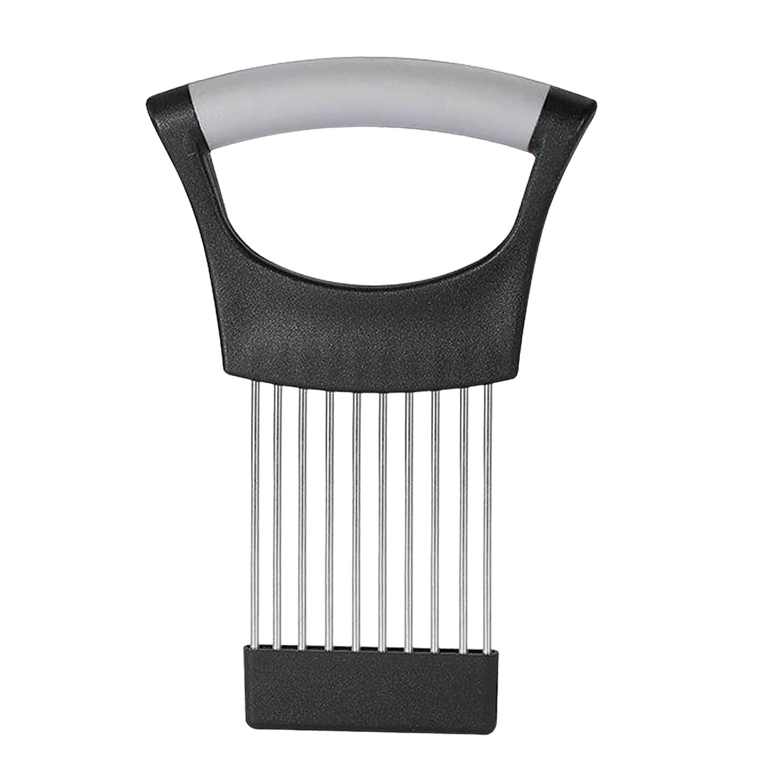 Magideal - Soporte De Cebolla Para Rebanar Rebanador De Limón Picador Portátil Agarre Cómodo Portacuchillas De Cebolla Tenedor De Cebolla Para Fruta Carne Queso Negro Y Gris