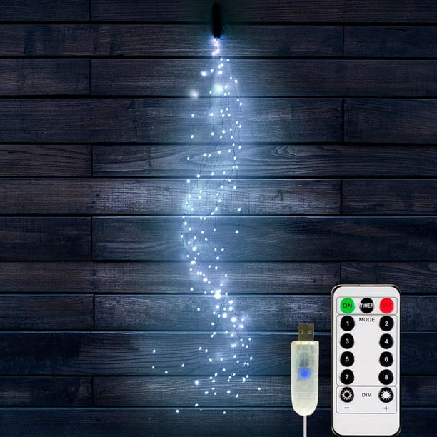 1pc Waterfall Fairy Lights, 11 Strands 220LED USB Plug Copper Wire Branch Decorative Vines String Lights, Waterproof Starry Twinkle Micro LED Light For Garden, Wedding And Christmas Tree Decoration