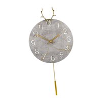 Bothyi - Reloj De Pared Con Figura De Cabeza De Ciervo De 12.0 In, Moderno Reloj De Péndulo Para Dormitorio, Color Gris