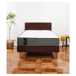 Latam Home - Cama Europea Zen Best 1.5 Plaza Colchon Resortes Base Dividida + Respaldo Tela Café