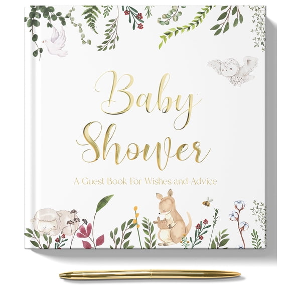 Libro de visitas para baby shower Lemon Sherbet, género neutro, con bolígrafo