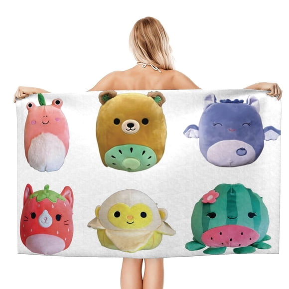 Squishmallows Toalla de playa de secado rápido con diseño temático, regalo para mujeres y niñas, ideal para cumpleaños, fans, amantes de la música, uso en la playa o al aire libre,78*160cm