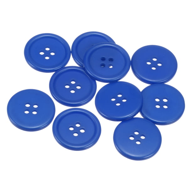 Uxcell 10Pcs 40L Botones de Costura 1"(25mm) Botones Redondos Planos de Resina de 4 Agujeros para Costura de Ropa DIY, Azul Oscuro
