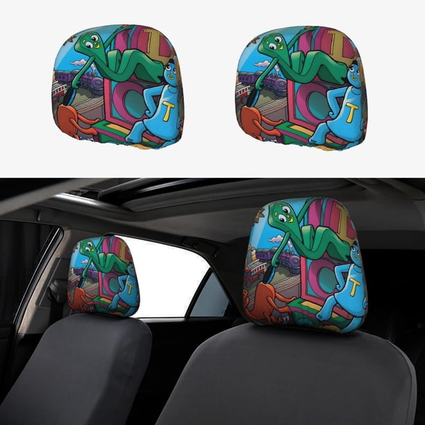 El Show de Gumby Funda Protectora Universal para Reposacabezas de Coche, Funda Elástica para Reposacabezas de Asiento de Auto, Funda de Tela Antipolvo, Accesorios de Interior 2 Piezas