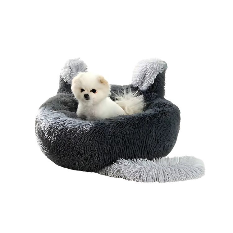 Crusec - Cama Redonda Tipo Orejas Perros Y Gatos 50Cm Antideslazante - Gris