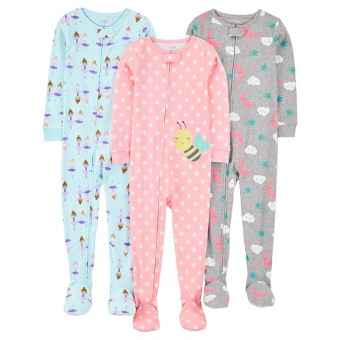 Simple Joys By Carter'S - Pijama Simple Joys De Carter'S Girls, 24 Meses, Paquete De 3 Unidades, Algodón
