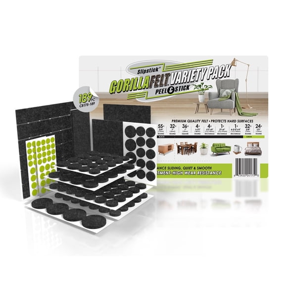 Protectores de fieltro para muebles Slipstick Gorilla, paquete surtido de 189 piezas