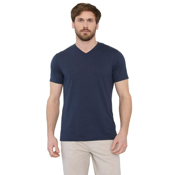 Polera Hombre Lisa Azul V-Neck Corona