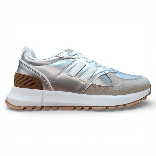 Zapatilla Mujer Urbana Plateada Diseño Deportivo Everix