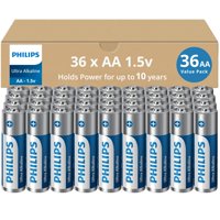 Baterías Philips Aa Ultra Alcalinas 1.5V Paquete De 36 Con Vida Útil De 10 Años