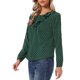 thumbnail image 4 of INSPIRE CHIC Blusa de Manga Larga con Cuello Volante para Mujer, Regreso a Clases, Día de San Valentín, Talla L, Verde Oscuro, 4 of 6