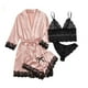 thumbnail image 1 of Conjunto de pijama de encaje de cuatro piezas para mujer, traje de tirantes, lencería sexy para mujer, bata de seda para dormir, encaje, 1 of 5