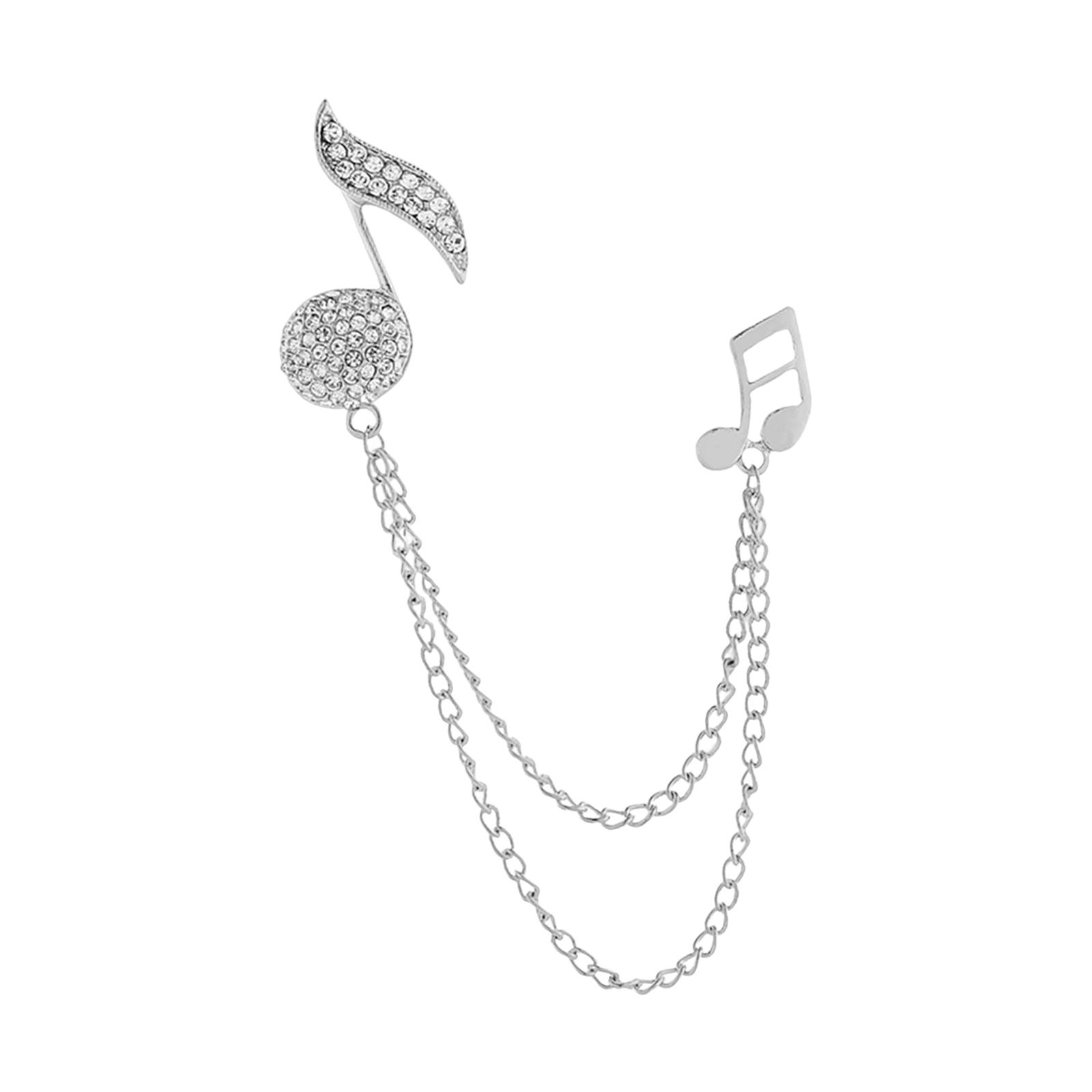 Magideal - Broches Para Hombres Accesorios De Joyería Premium Durable Diamantes De Imitación Portátiles Cadena Decorativa Broches Prendedores Traje Pin De Solapa Plata