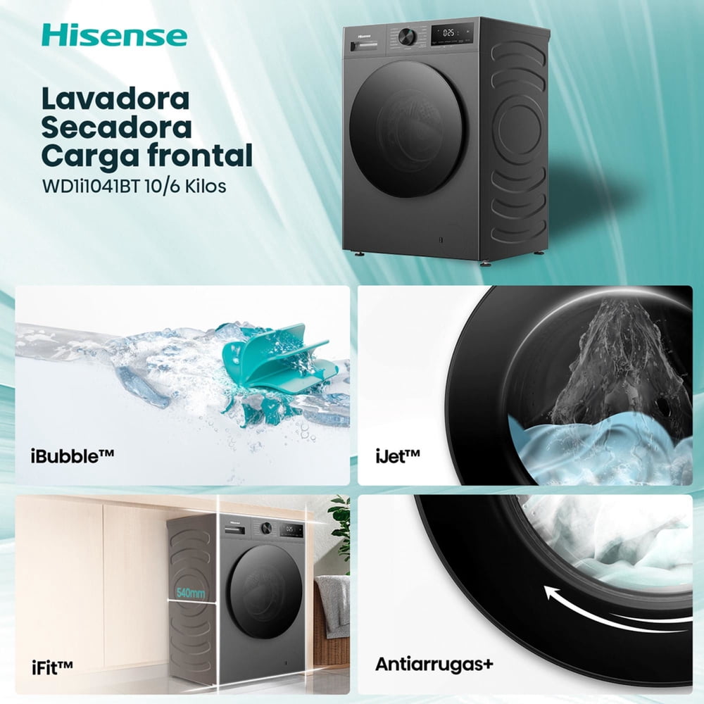 Hisense WD1I1041BT 10/6 kg Titanium, foto 11