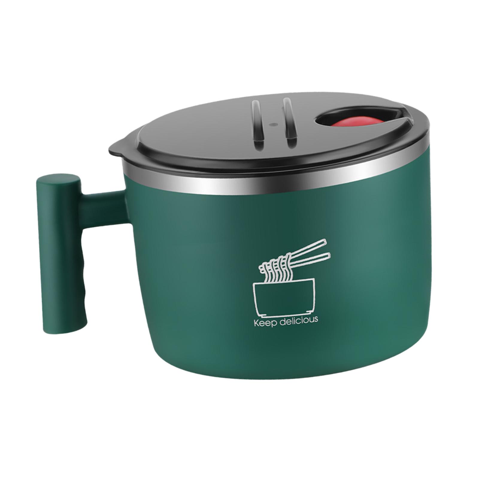 Magideal - Tazón De Ramen, Cuencos Para Fideos Instantáneos, Utensilios De Cocina, Cuenco Portátil De 900Ml Para Servir Ensalada, Tazón De Sopa Udon, Contenedor , Verde