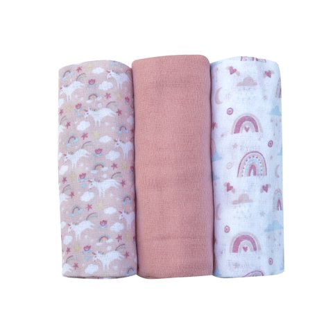 Pumucki - Set De 3 Pañales De Bebé Algodón Estampados