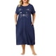 thumbnail image 1 of Agnes Orinda Camisones de Talla Grande para Mujer Cuello Redondo Mangas Cortas Vestido de Dormir Estampado de Gatos Pijamas Lounge Hogar con Bolsillo 3X Azul Marino, 1 of 8