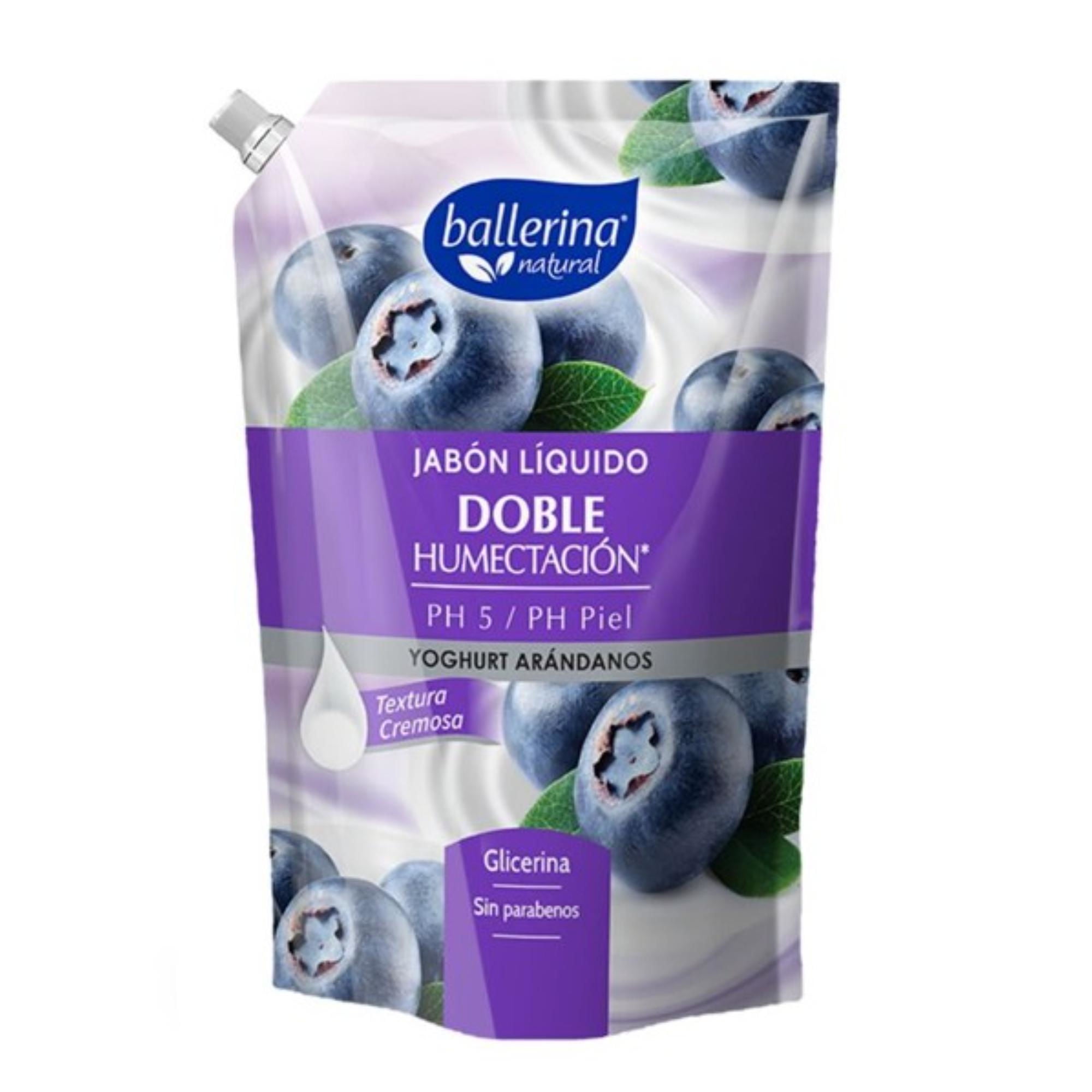 Jabón Líquido Doble Humectación Yoghurt Arándanos 750 ml Ballerina