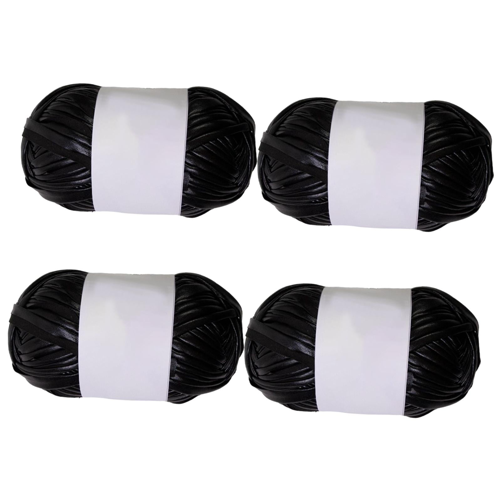 Magideal - 4 Piezas De Hilo De Camiseta Metálico, Hilo De Punto, Hilo De Tela Elástico Brillante, Hilo De Poliéster Para Hacer Bolsos, Alfombras, Decoración Del Negro