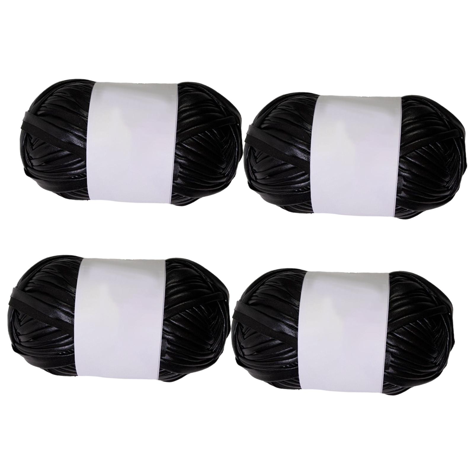 Magideal - 4 Piezas De Hilo De Camiseta Metálico, Hilo De Punto, Hilo De Tela Elástico Brillante, Hilo De Poliéster Para Hacer Bolsos, Alfombras, Decoración Del Negro