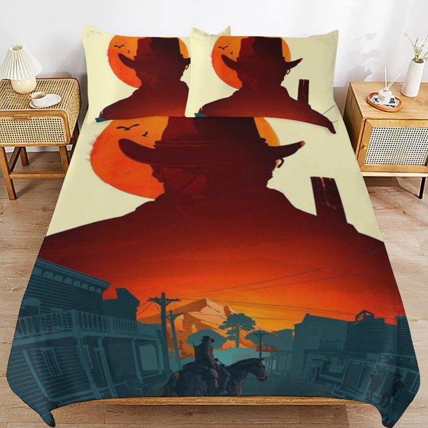 Red Dead Redemption Comforter Set 3 Pieces Quilt Cover Set Soft Bedding Sets for All Seasons