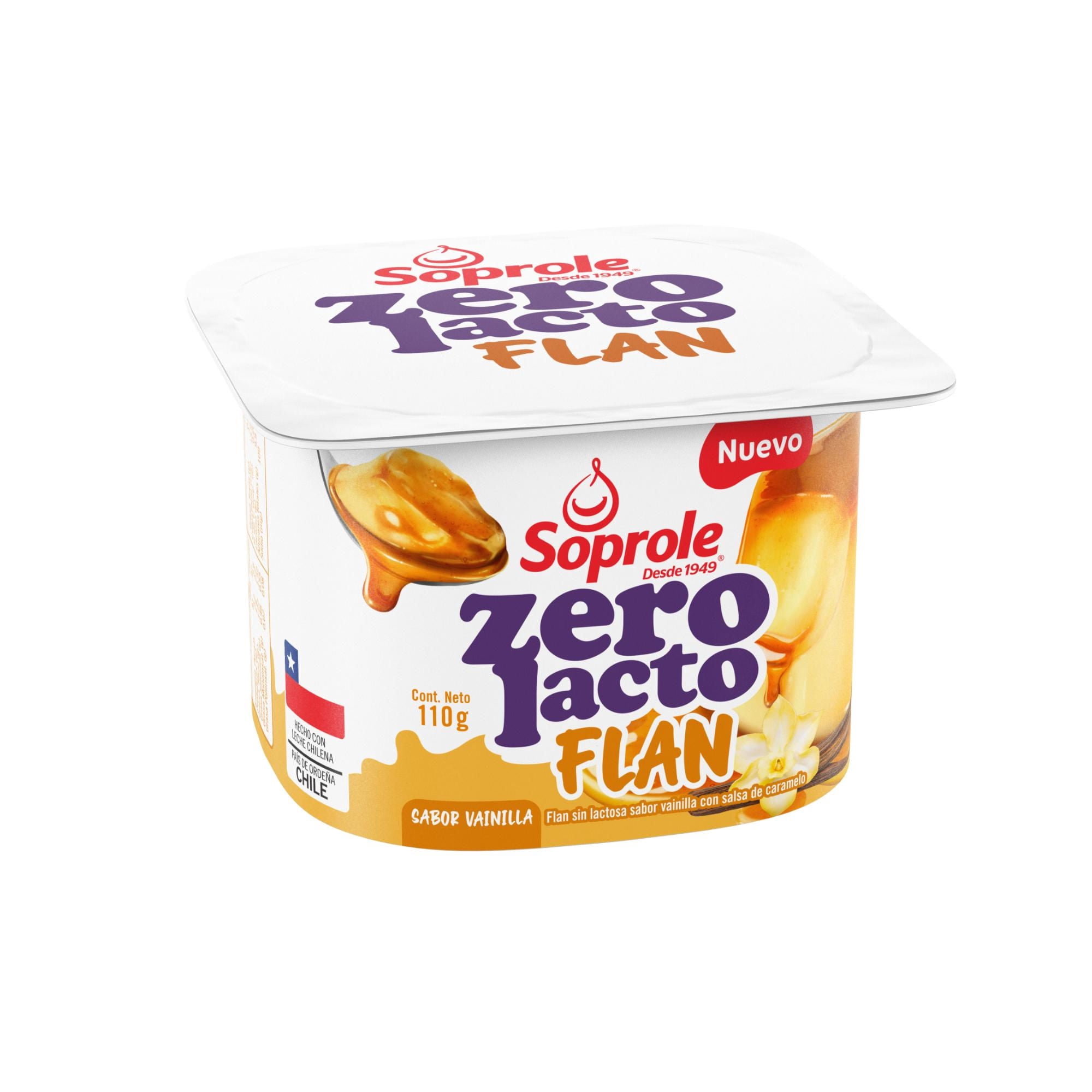 Flan Zerolacto Sabor Vainilla Pote 110 g Soprole