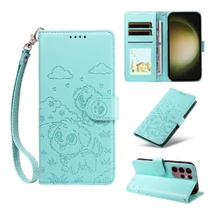 Funda Billetera Foxdock Compatible Con Samsung Galaxy S23 Ultra, Diseño Perrito Tierno, Ranuras Para Tarjetas Y Soporte Plegable