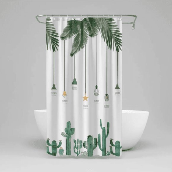 Cortina De Baño Peva 180x180 Diseño Hojas Cactus