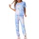 thumbnail image 2 of Conjunto de Pijama Tie Dye para Mujer INSPIRE CHIC Mezcla de Algodón Suave Manga Corta Ropa de Descanso con Bolsillos M Multicolor, 2 of 6