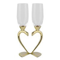 Magideal - Novedad Bebidas Copa Copas De Vidrio En Forma De Corazón Para Aniversario Banquete Picnic Regalos Formales Para Valentín , Dorado