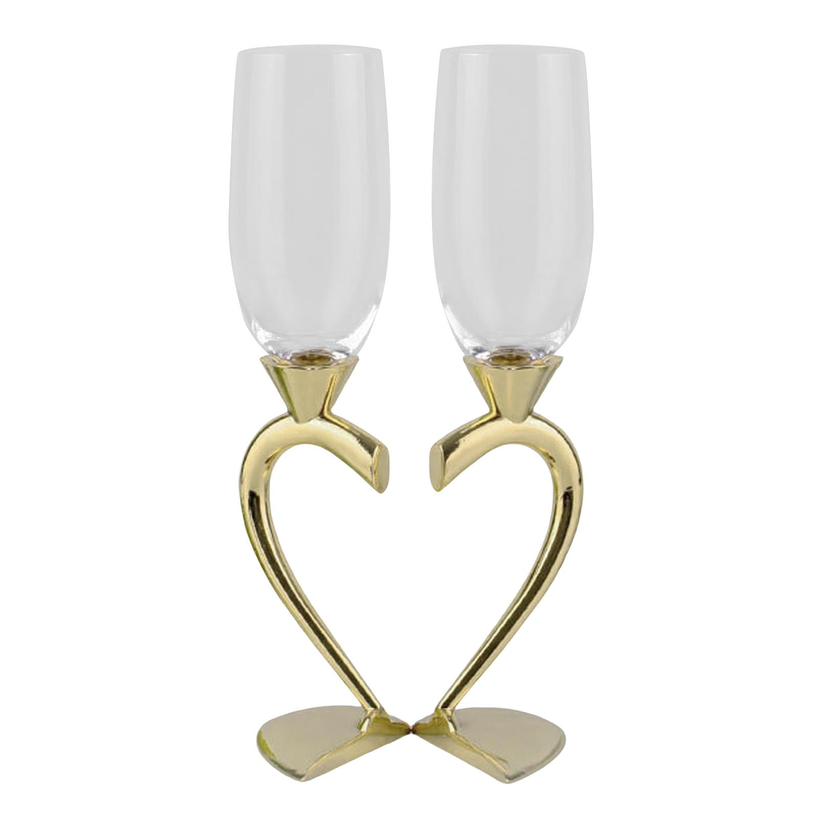 Magideal - Novedad Bebidas Copa Copas De Vidrio En Forma De Corazón Para Aniversario Banquete Picnic Regalos Formales Para Valentín , Dorado