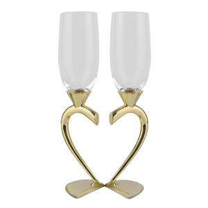 Magideal - Novedad Bebidas Copa Copas De Vidrio En Forma De Corazón Para Aniversario Banquete Picnic Regalos Formales Para Valentín , Dorado