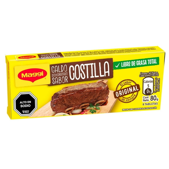 Caldo Sabor Costilla (8 Tabletas) Caja, 80 g
