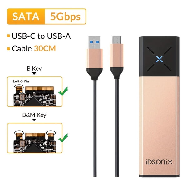IDsonix NVMe SSD Enclosure M.2 SATA NVMe Dual Protocol Enclosure External SSD Case Type C Hard Drive Case Support M And M&B Key