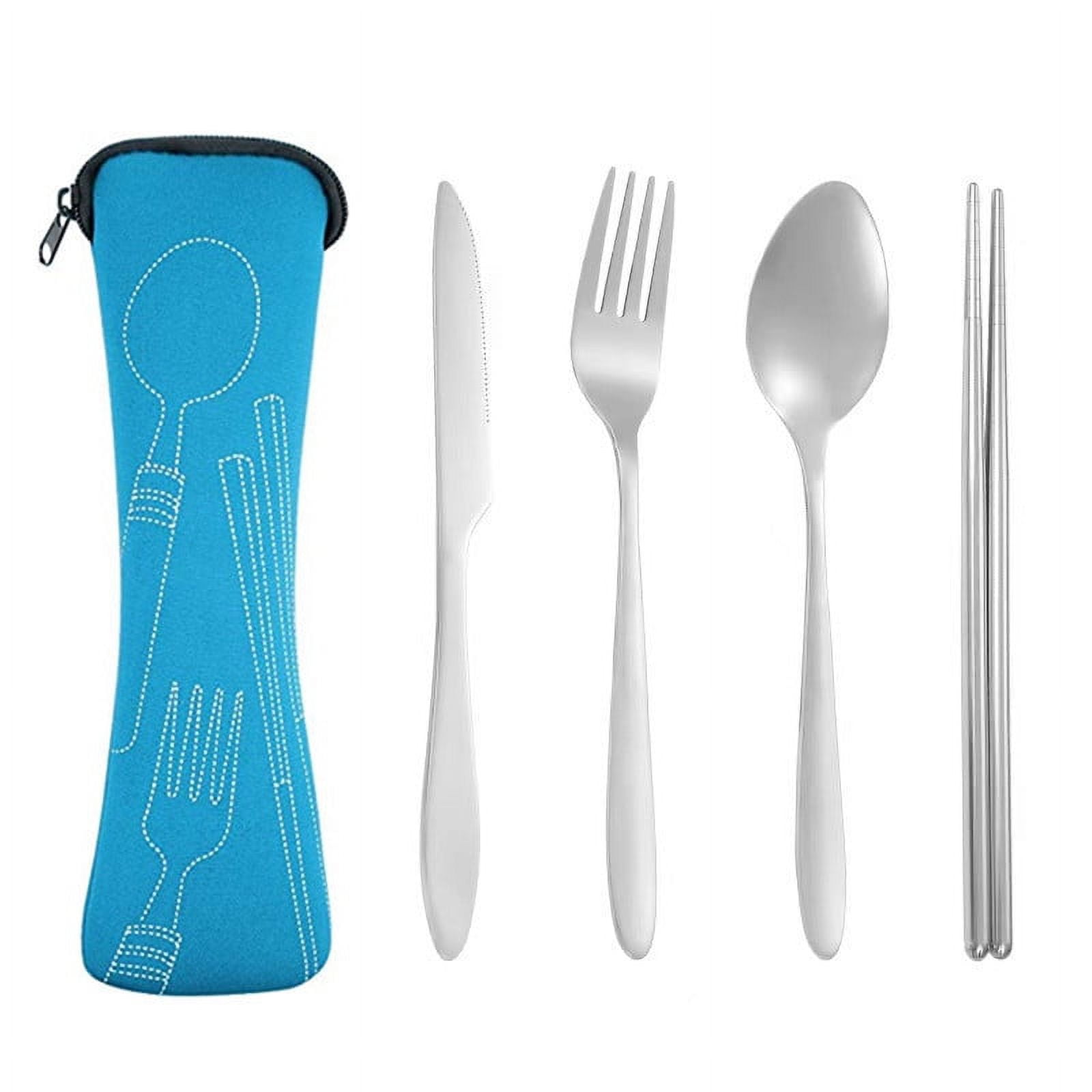 Xmhytop Juego De 4 Piezas Cubiertos De Cocina De Azul Con Bolsa De Almacenamiento, Acero Inoxidable, Moderno Y Funcional